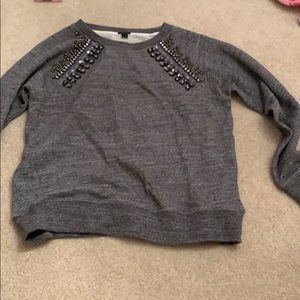 Jcrew cropped rhinestone crew neck